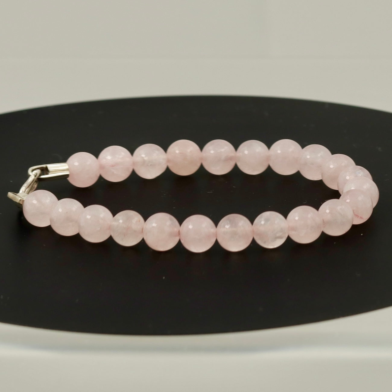 Rose Quartz Bracelet with Sterling Silver Clasp – 8mm Natural Crystal Beads