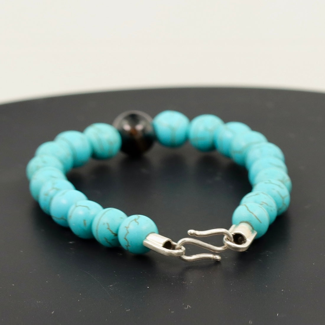 Turquoise Bracelet 8mm with Sterling Silver Clasp – Natural Stone