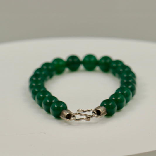 Grøn Agat Armbånd med Sterlingsølv Lås – 8mm Natursten