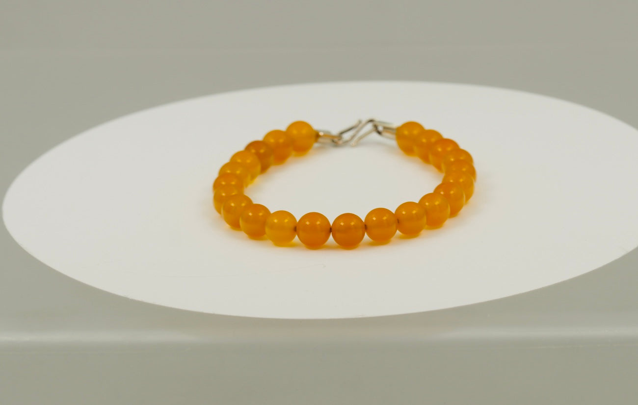 Yellow Agate Bracelet 8mm with Silver Clasp – Natural Gemstone Bead Bracelet