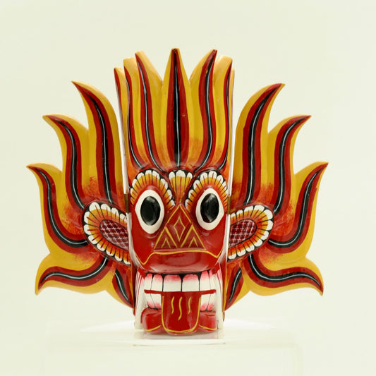 Handcrafted Sri Lankan Gini Raksha Wooden Mask – Traditional Fire Demon Wall Decor