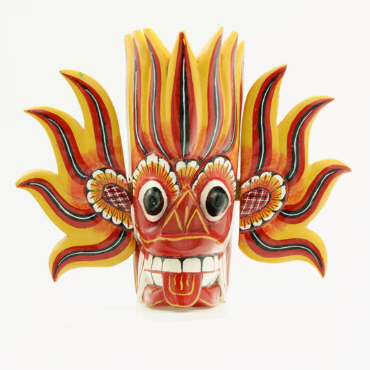 Handcrafted Sri Lankan Gini Raksha Wooden Mask – Traditional Fire Demon Wall Mask