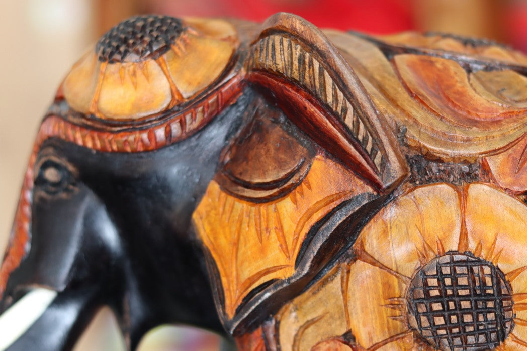 Hand Carved Wooden Elephant – Handmade in Sri Lanka