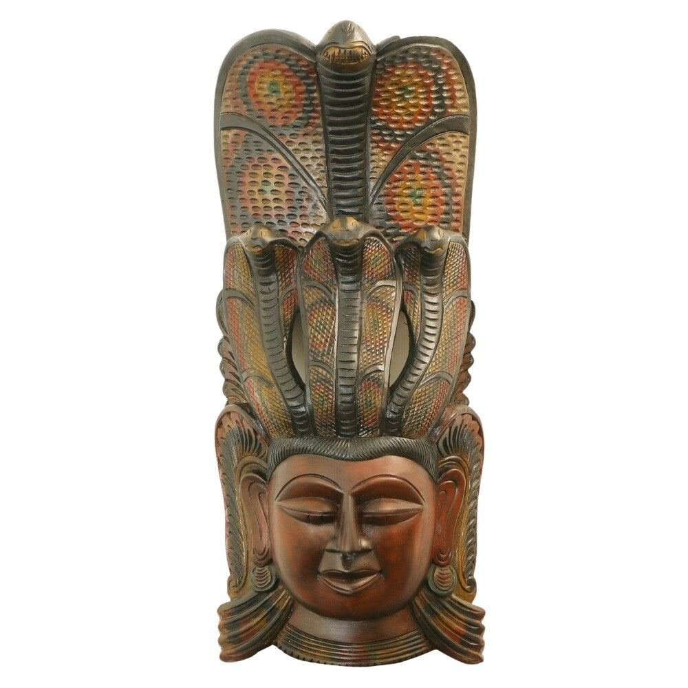 Hand Carved Naga Wooden Wall Mask – Traditional Sri Lankan Cobra Guardian Sculpture