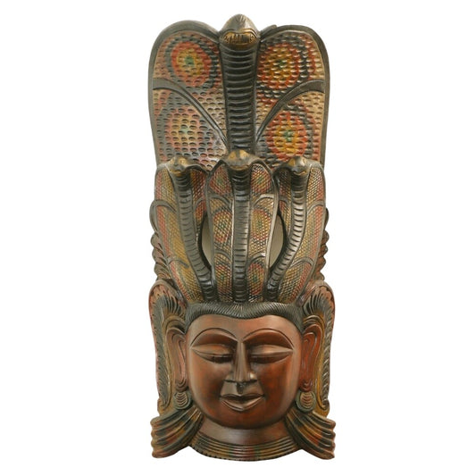 Hand Carved Naga Wooden Wall Mask – Traditional Sri Lankan Cobra Guardian Sculpture