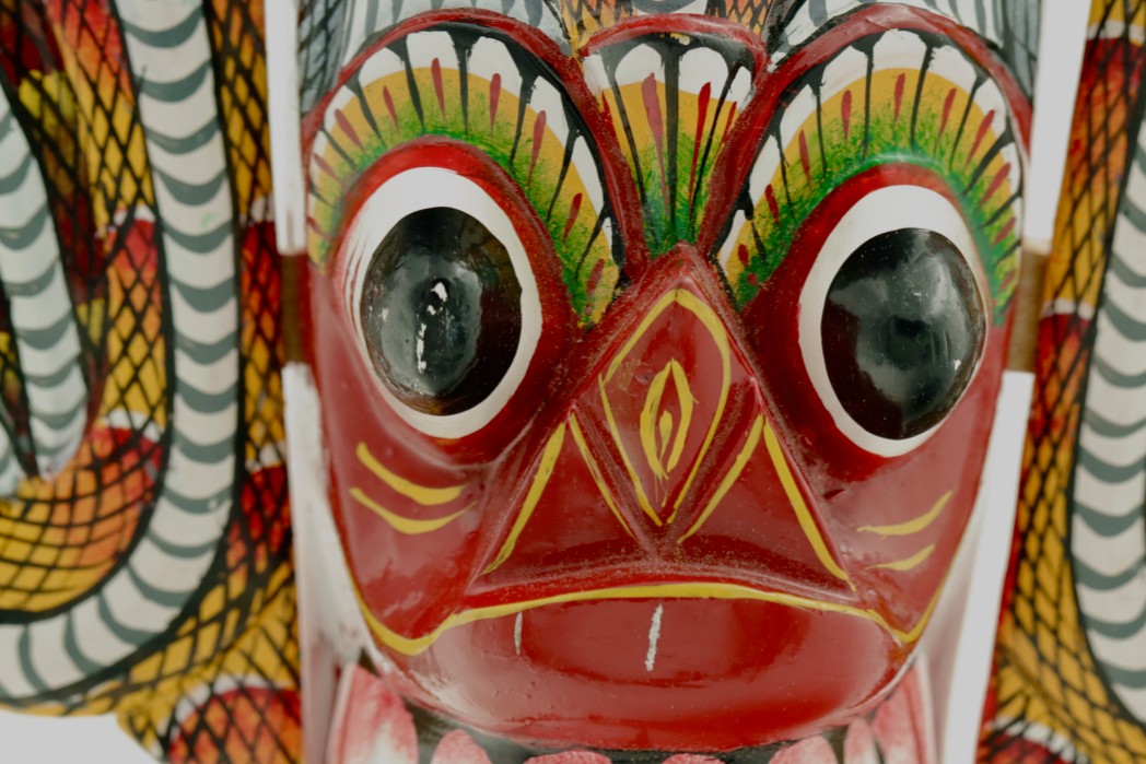 Handcrafted Sri Lankan Naga Raksha Wooden Mask – Traditional Cobra Serpent Demon Wall Decor