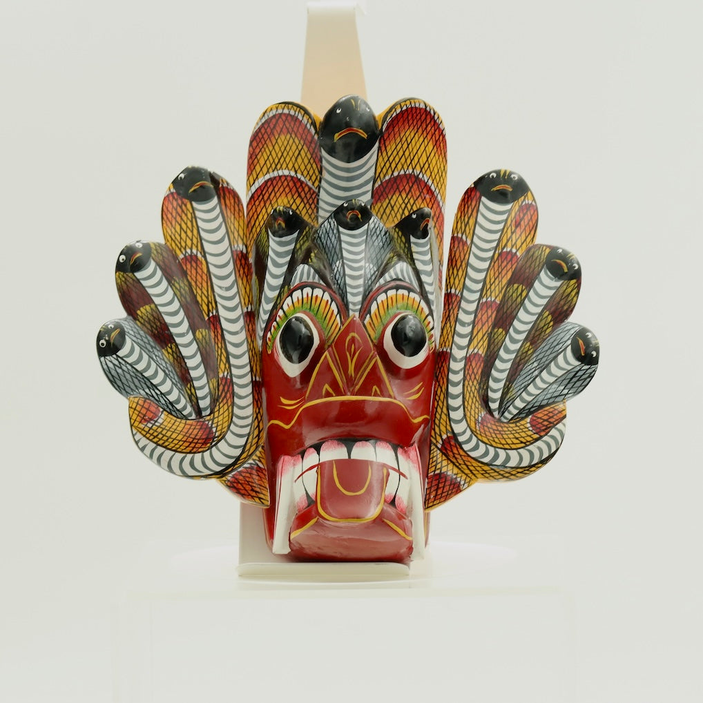 Handcrafted Sri Lankan Naga Raksha Wooden Mask (Medium) – Cobra Demon Wall Decor