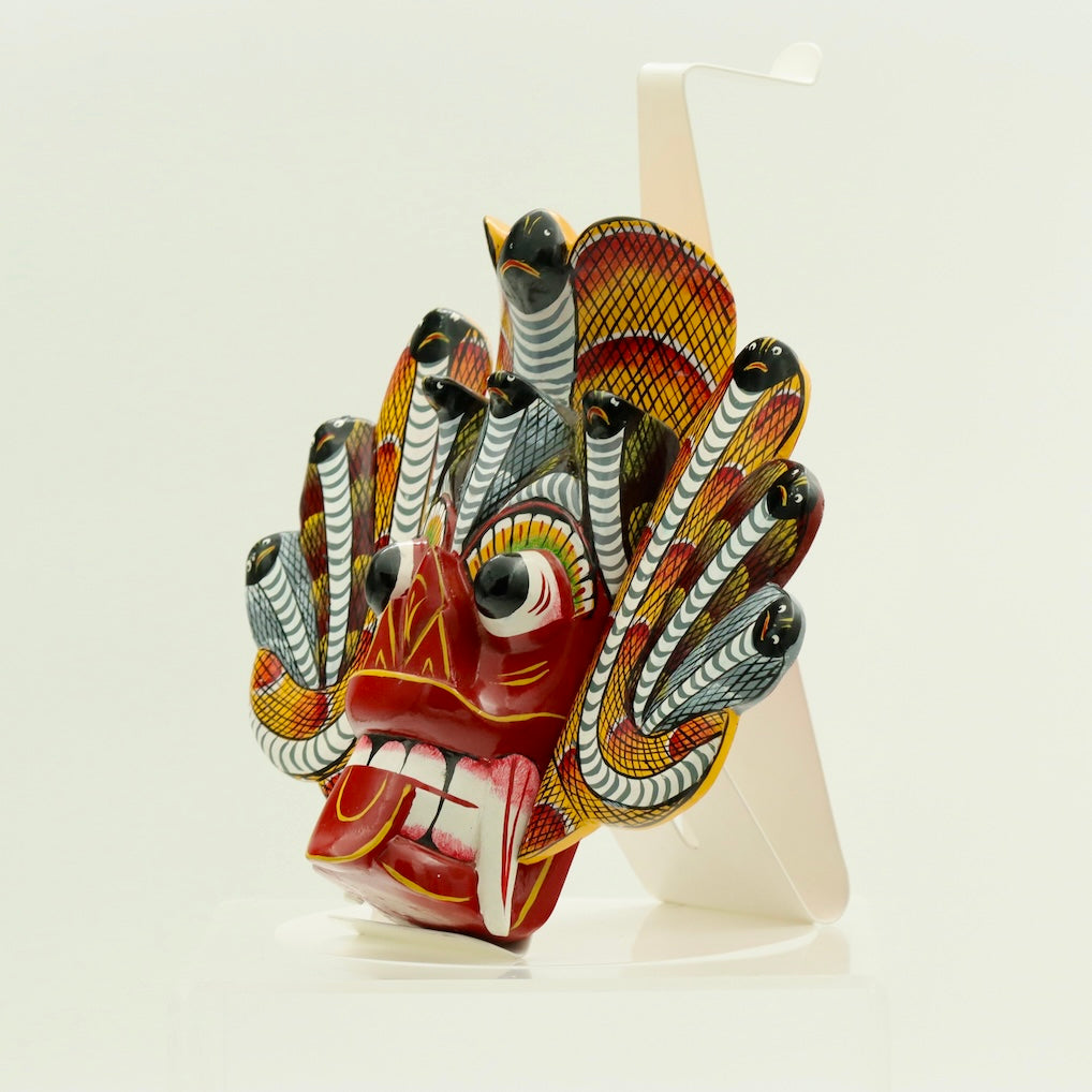 Handcrafted Sri Lankan Naga Raksha Wooden Mask (Medium) – Cobra Demon Wall Decor