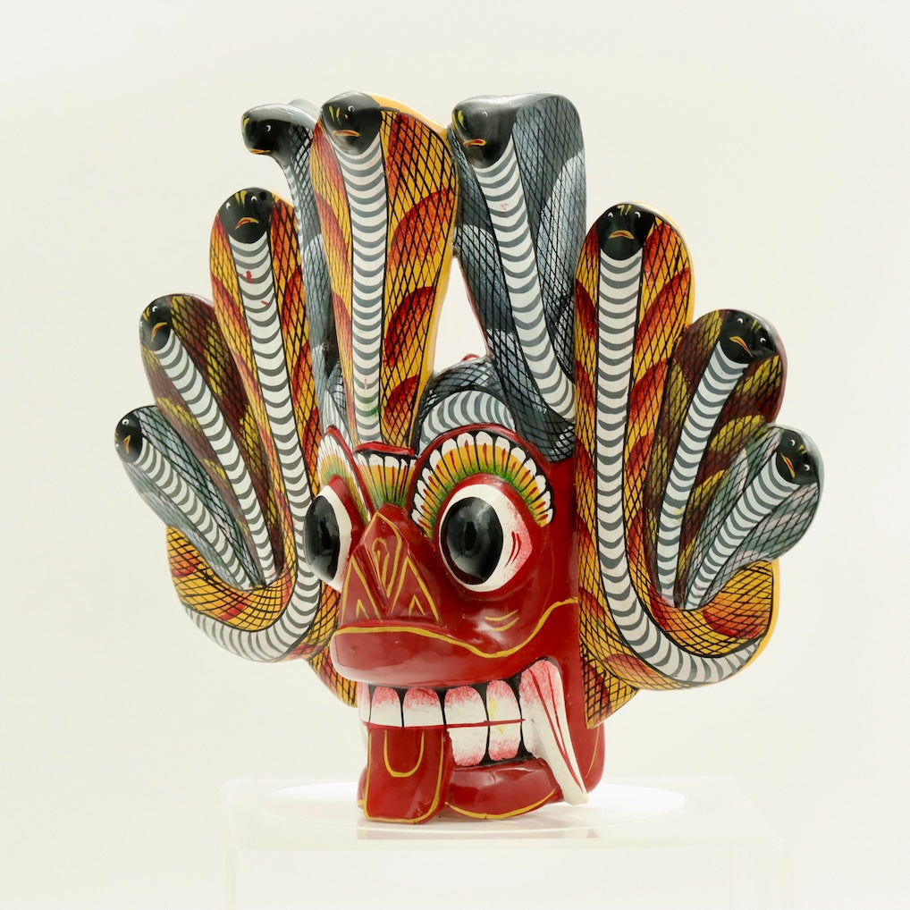 Handcrafted Sri Lankan Naga Raksha Wooden Mask (Large) – Cobra Demon Wall Art