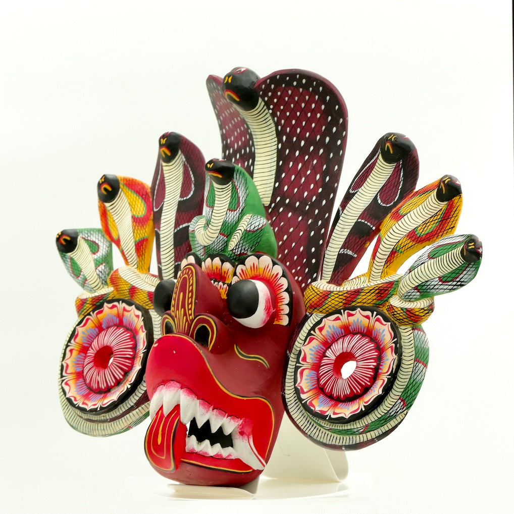 Handcrafted Sri Lankan Naga Raksha Wooden Mask (Extra Large) – Cobra Demon Statement Wall Art