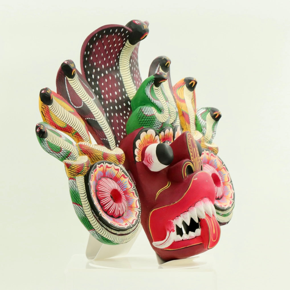 Handcrafted Sri Lankan Naga Raksha Wooden Mask (Extra Large) – Cobra Demon Statement Wall Art