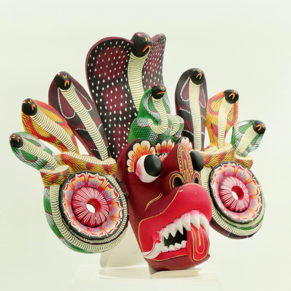 Handcrafted Sri Lankan Naga Raksha Wooden Mask (Extra Large) – Cobra Demon Statement Wall Art