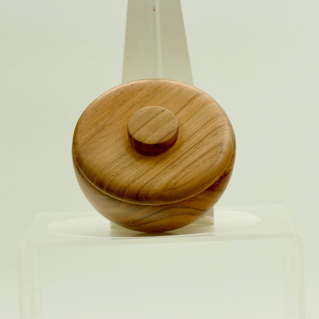 Handcrafted Teak Wood Bowl with Lid – Small Storage & Serving Bowl