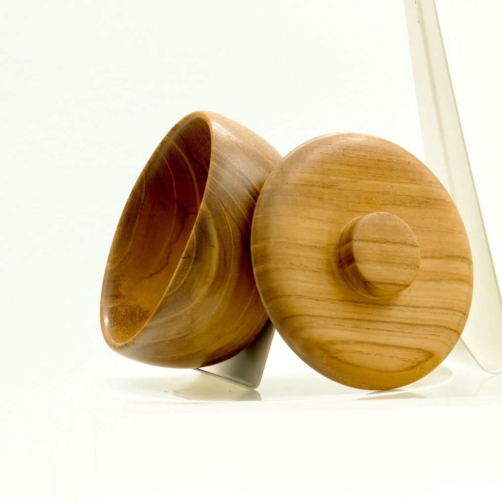 Handcrafted Teak Wood Bowl with Lid – Small Storage & Serving Bowl