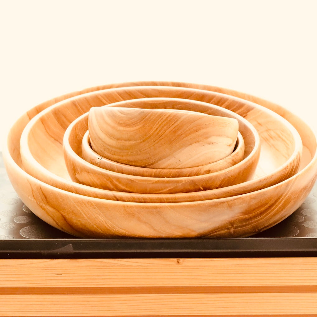 Handcrafted Teak Wood Nesting Bowl Set (5 Pieces) – Natural Serving & Decorative Kitchenware