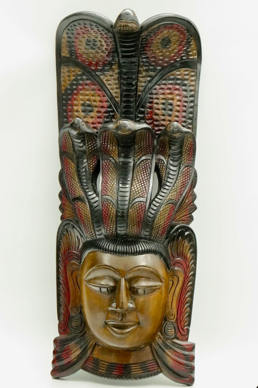 Hand Carved Naga Wooden Wall Mask – Traditional Sri Lankan Cobra Guardian Sculpture