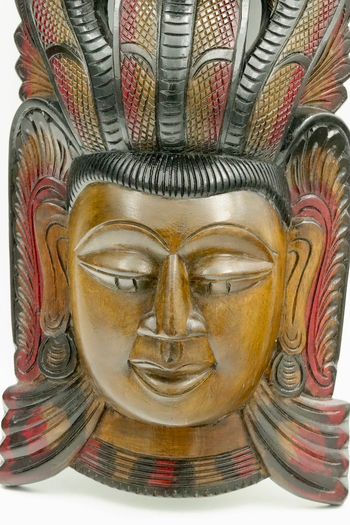 Hand Carved Naga Wooden Wall Mask – Traditional Sri Lankan Cobra Guardian Sculpture