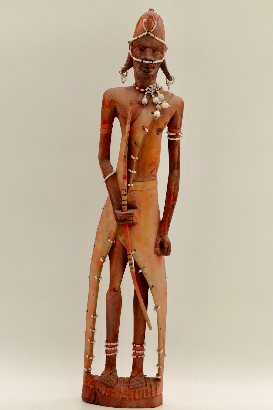 Hand Carved African Tribal Inspired Figures Set – Wooden Sculptures Male & Female – Ethnic Decor