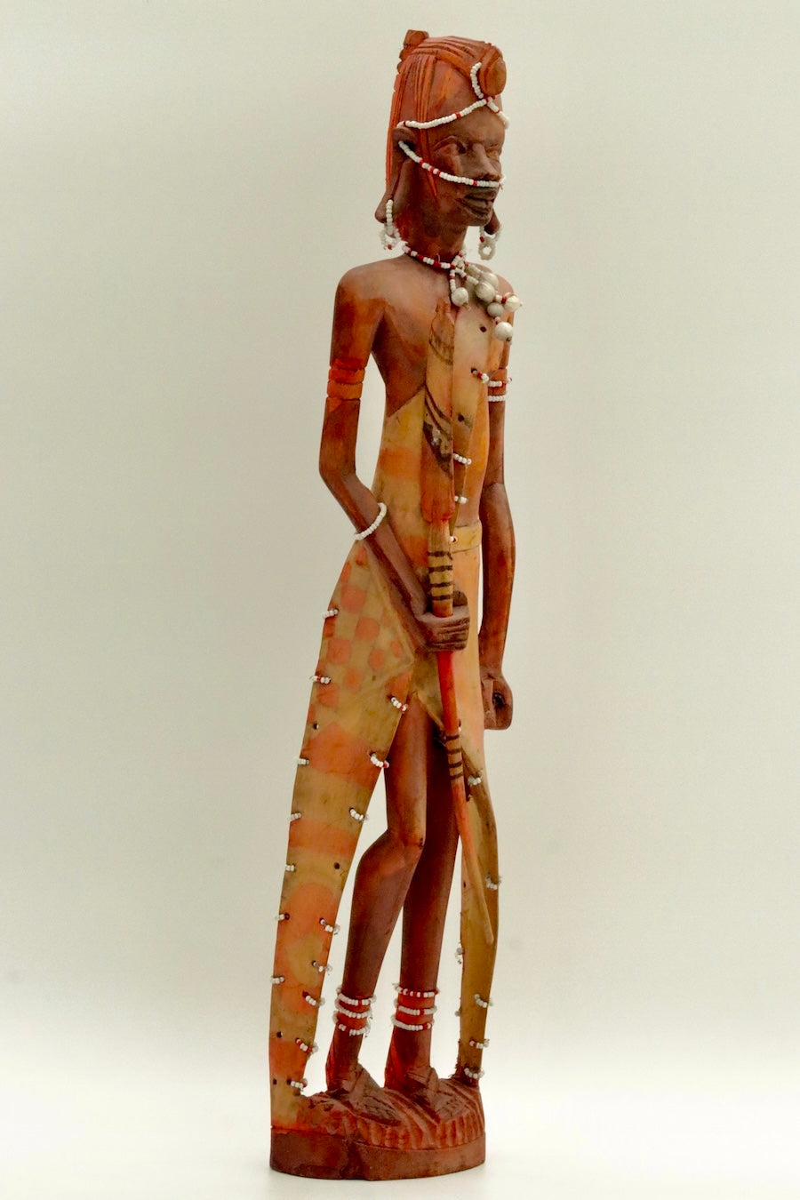 Hand Carved African Tribal Inspired Figures Set – Wooden Sculptures Male & Female – Ethnic Decor