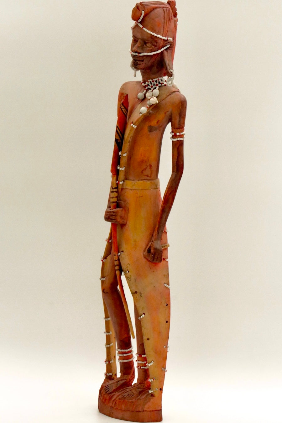 Hand Carved African Tribal Inspired Figures Set – Wooden Sculptures Male & Female – Ethnic Decor