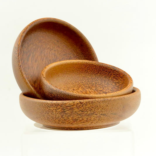 Coconut Wood Bowl Set (3 Sizes) – Handmade Natural Kitchen & Serving Bowls