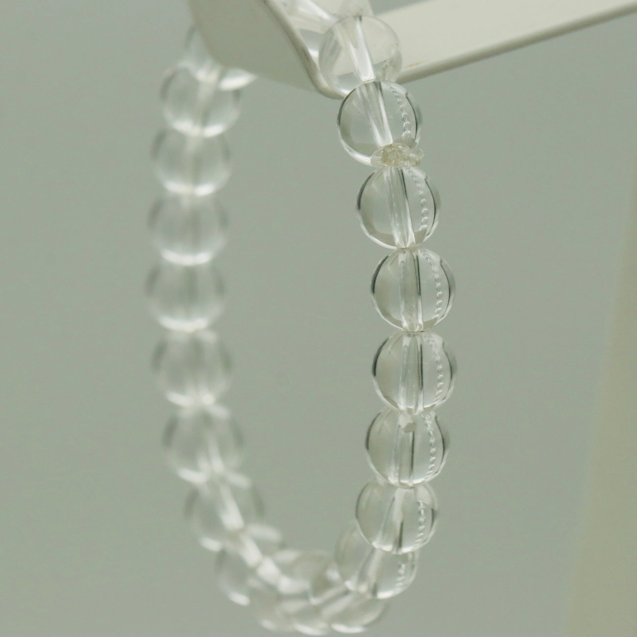 White Quartz Bracelet – 8mm Clear Crystal Beads – Stretch Fit Minimalist Jewelry
