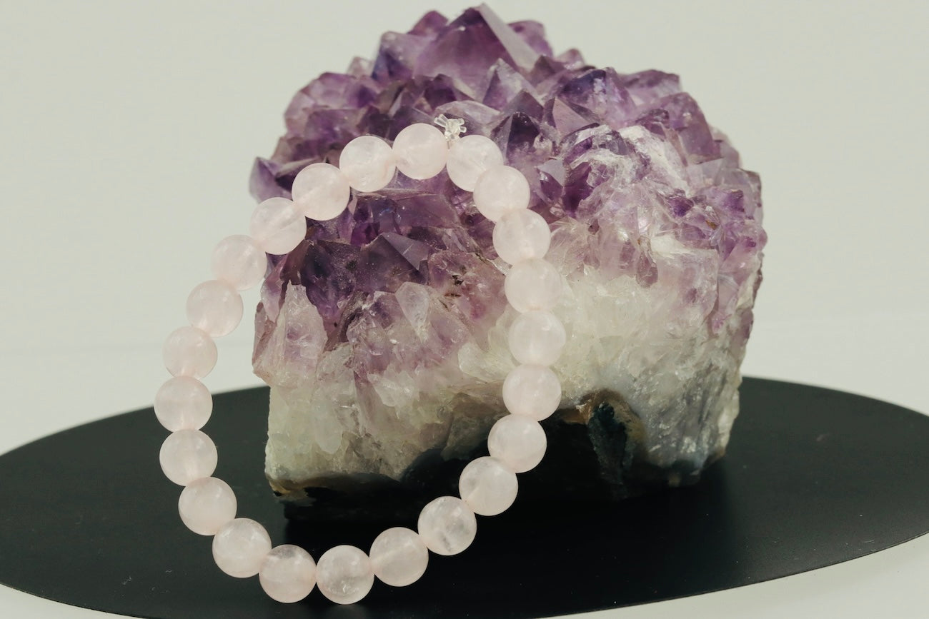 Rose Quartz Bracelet 8mm – Natural Crystal Bead Bracelet | Stretch Fit