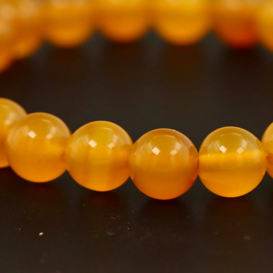 Gult Agat Armbånd – 8mm Natursten Perler – Strækbart Armbånd