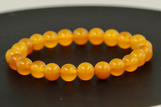 Gult Agat Armbånd – 8mm Natursten Perler – Strækbart Armbånd