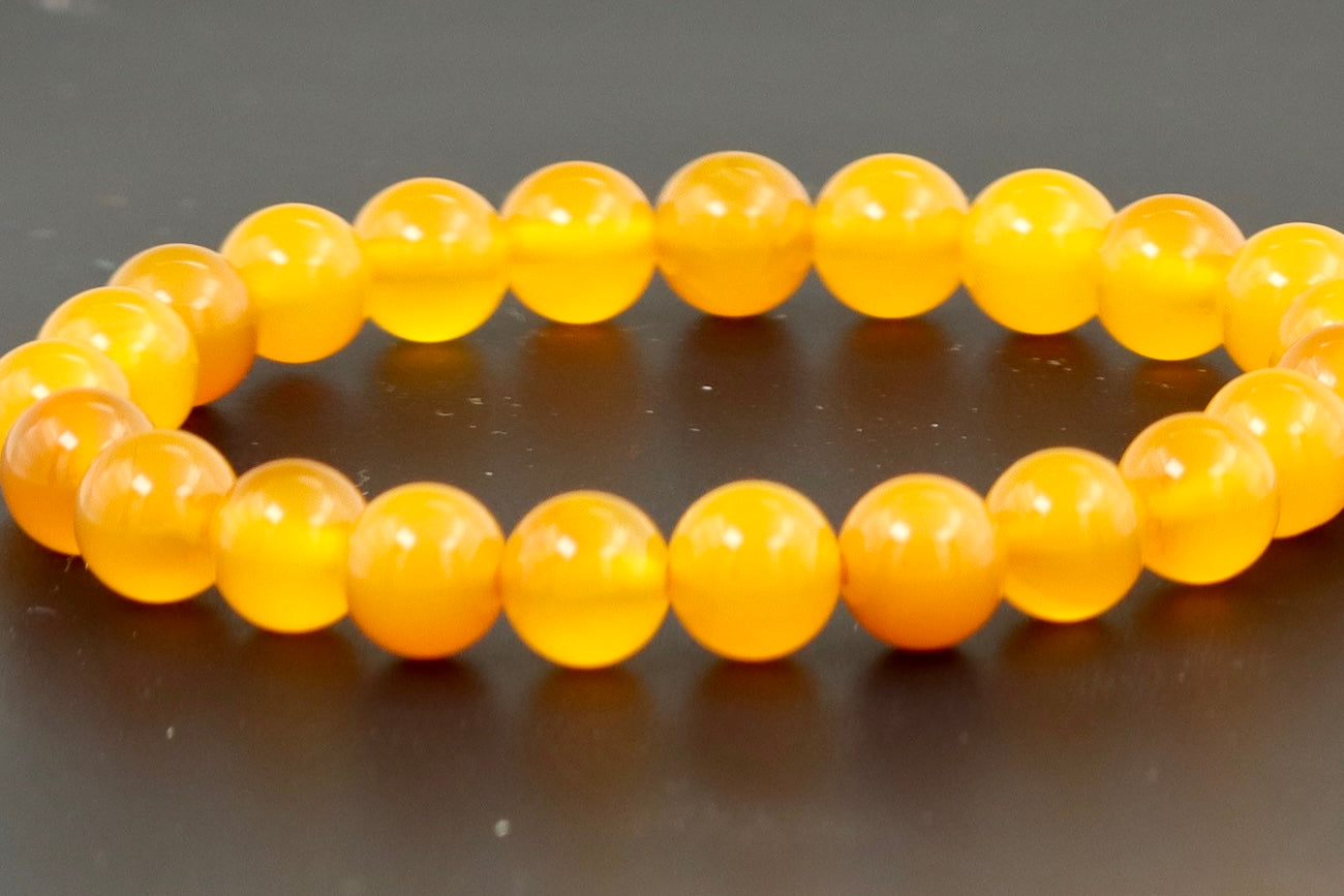 Yellow Agate Bracelet – 8mm Natural Stone Beads – Stretch Bracelet