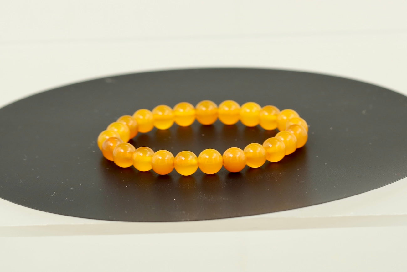 Yellow Agate Bracelet – 8mm Natural Stone Beads – Stretch Bracelet