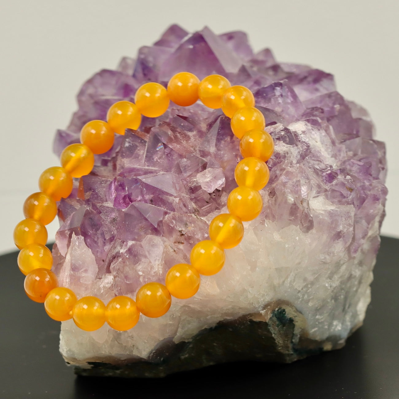 Yellow Agate Bracelet – 8mm Natural Stone Beads – Stretch Bracelet