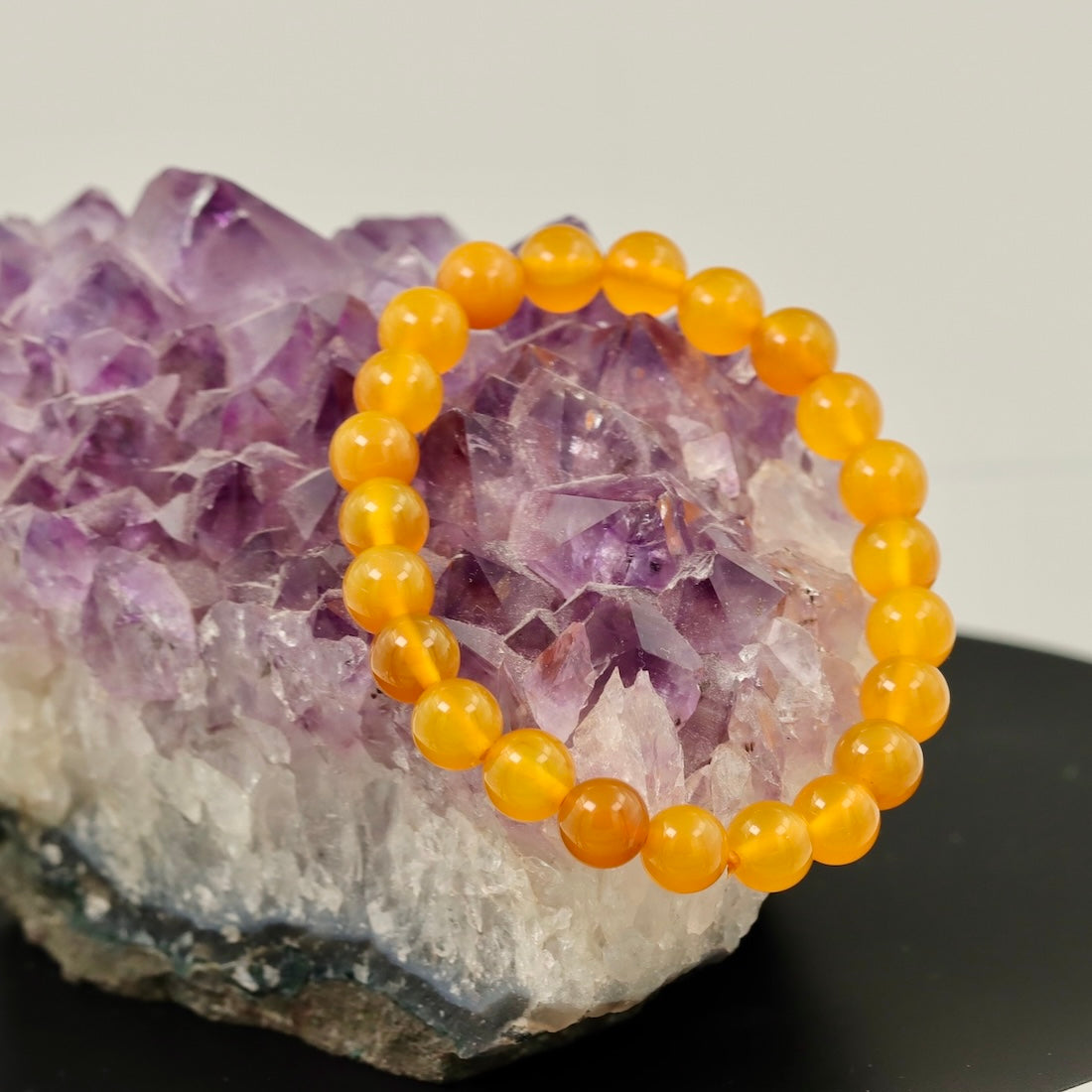 Yellow Agate Bracelet – 8mm Natural Stone Beads – Stretch Bracelet