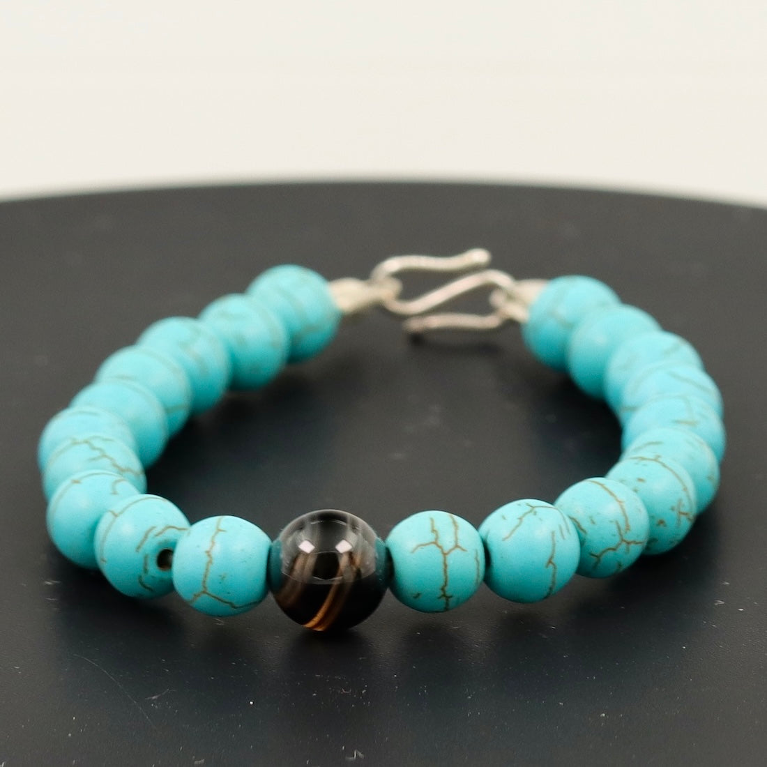 Turquoise Bracelet 8mm with Sterling Silver Clasp – Natural Stone