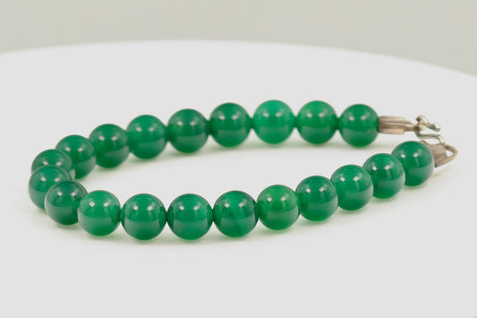Grøn Agat Armbånd med Sterlingsølv Lås – 8mm Natursten