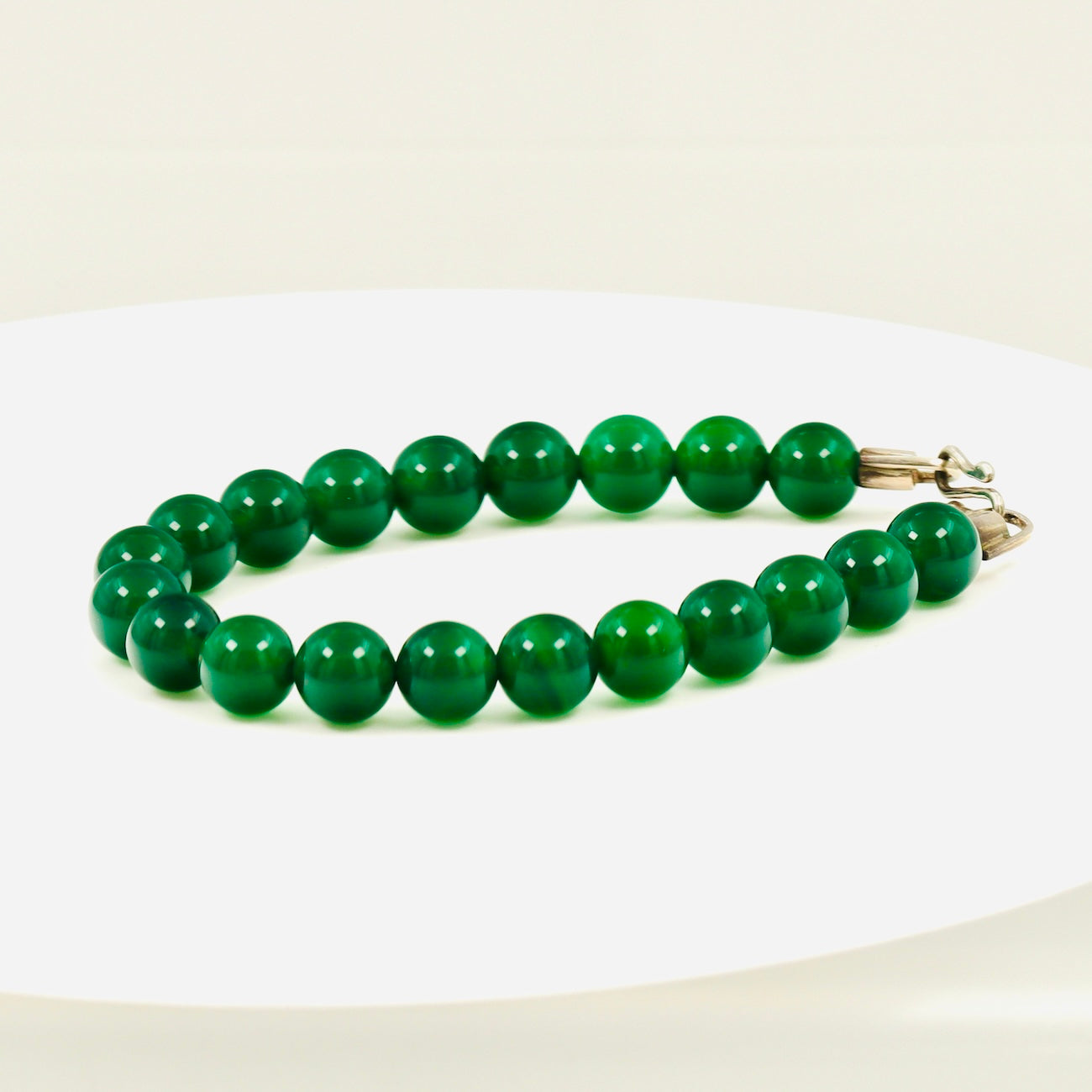 Green Agate Bracelet with Sterling Silver Clasp – 8mm Natural Stone