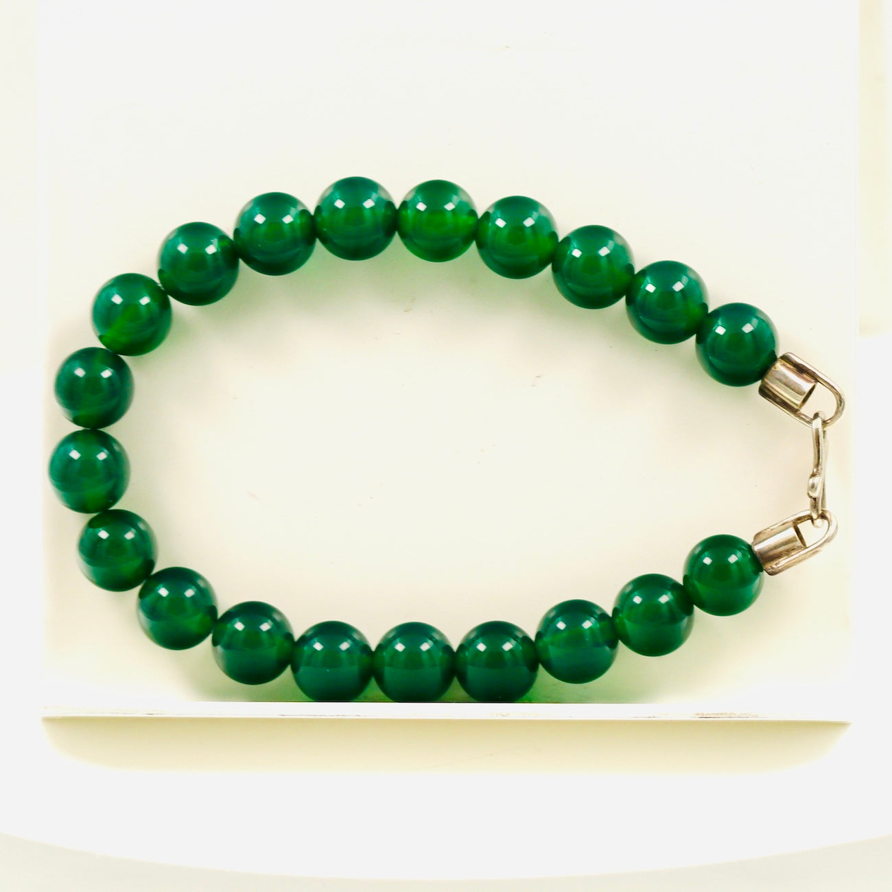 Green Agate Bracelet with Sterling Silver Clasp – 8mm Natural Stone
