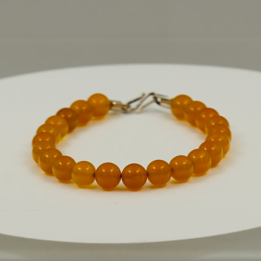 Gult Agat Armbånd 8mm med Sølvlås – Armbånd med naturlige ædelstensperler