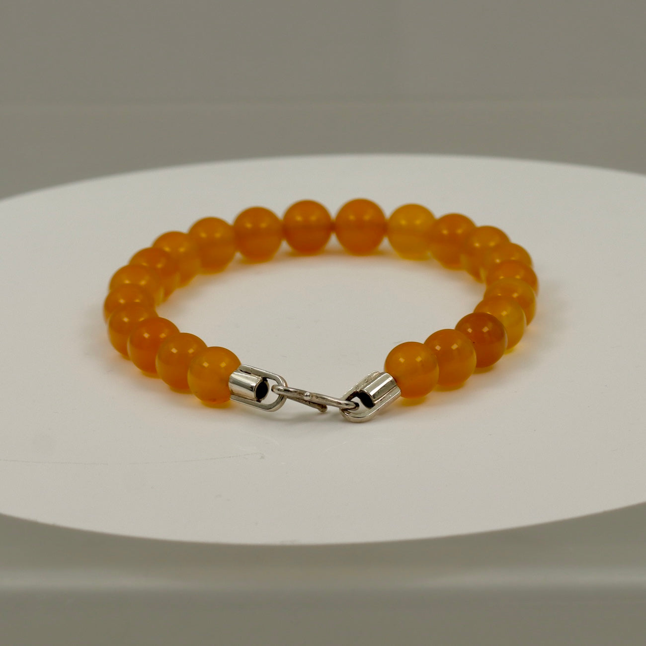 Yellow Agate Bracelet 8mm with Silver Clasp – Natural Gemstone Bead Bracelet