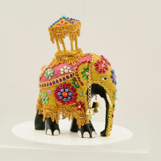 Luxury Decorative Elephant Figurine with Bells – Handcrafted Ornament
