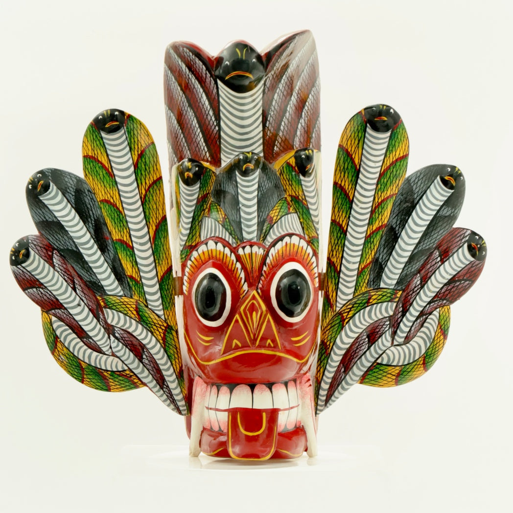 Handcrafted Sri Lankan Naga Raksha Cobra Mask – Traditional Serpent Demon Wooden Wall Mask