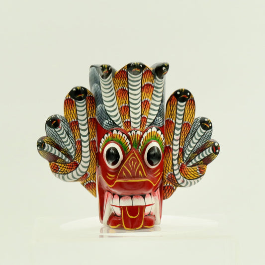 Handcrafted Sri Lankan Naga Raksha Wooden Mask (Small) – Cobra Serpent Demon Wall Decor