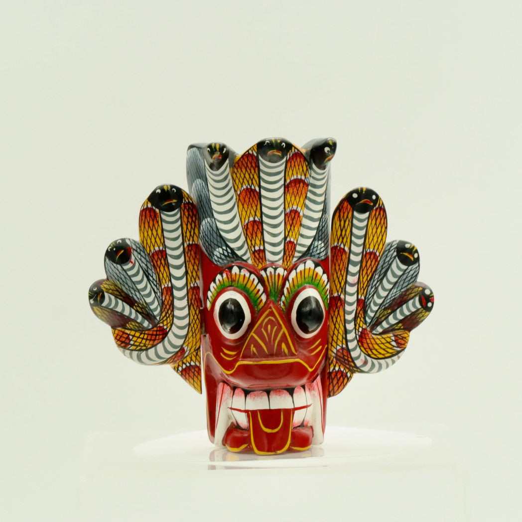 Handcrafted Sri Lankan Naga Raksha Wooden Mask (Small) – Cobra Serpent Demon Wall Decor