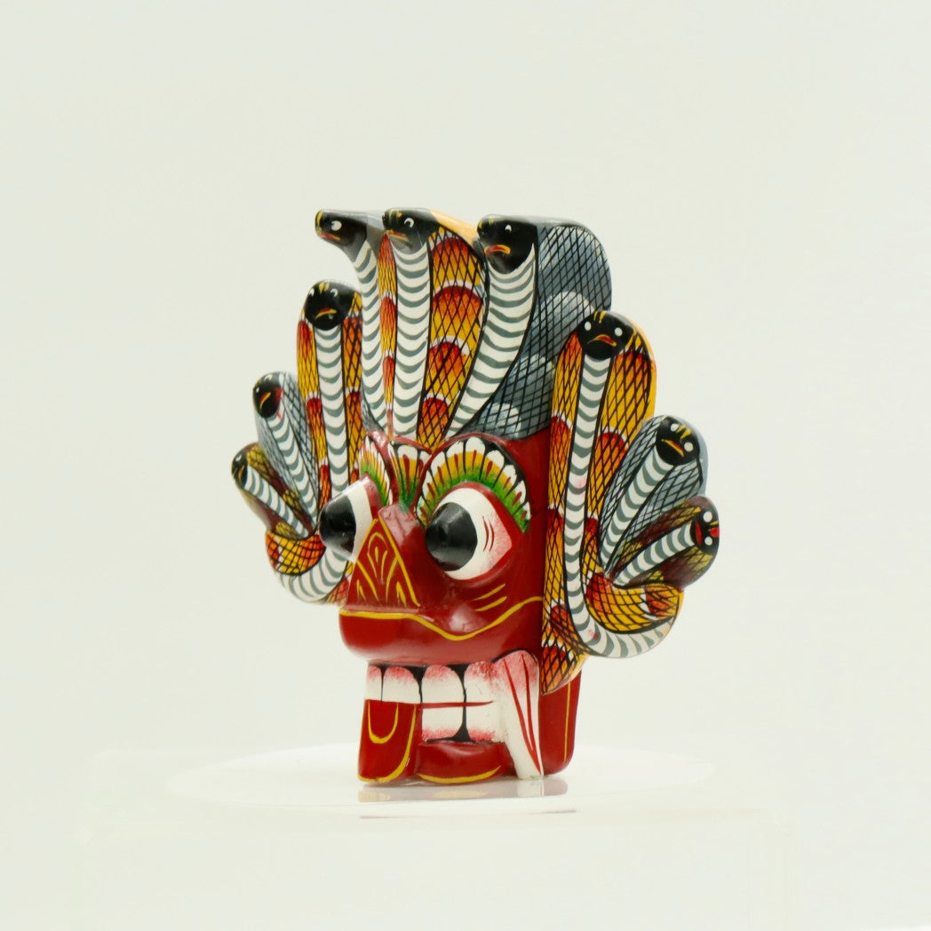 Handcrafted Sri Lankan Naga Raksha Wooden Mask (Small) – Cobra Serpent Demon Wall Decor
