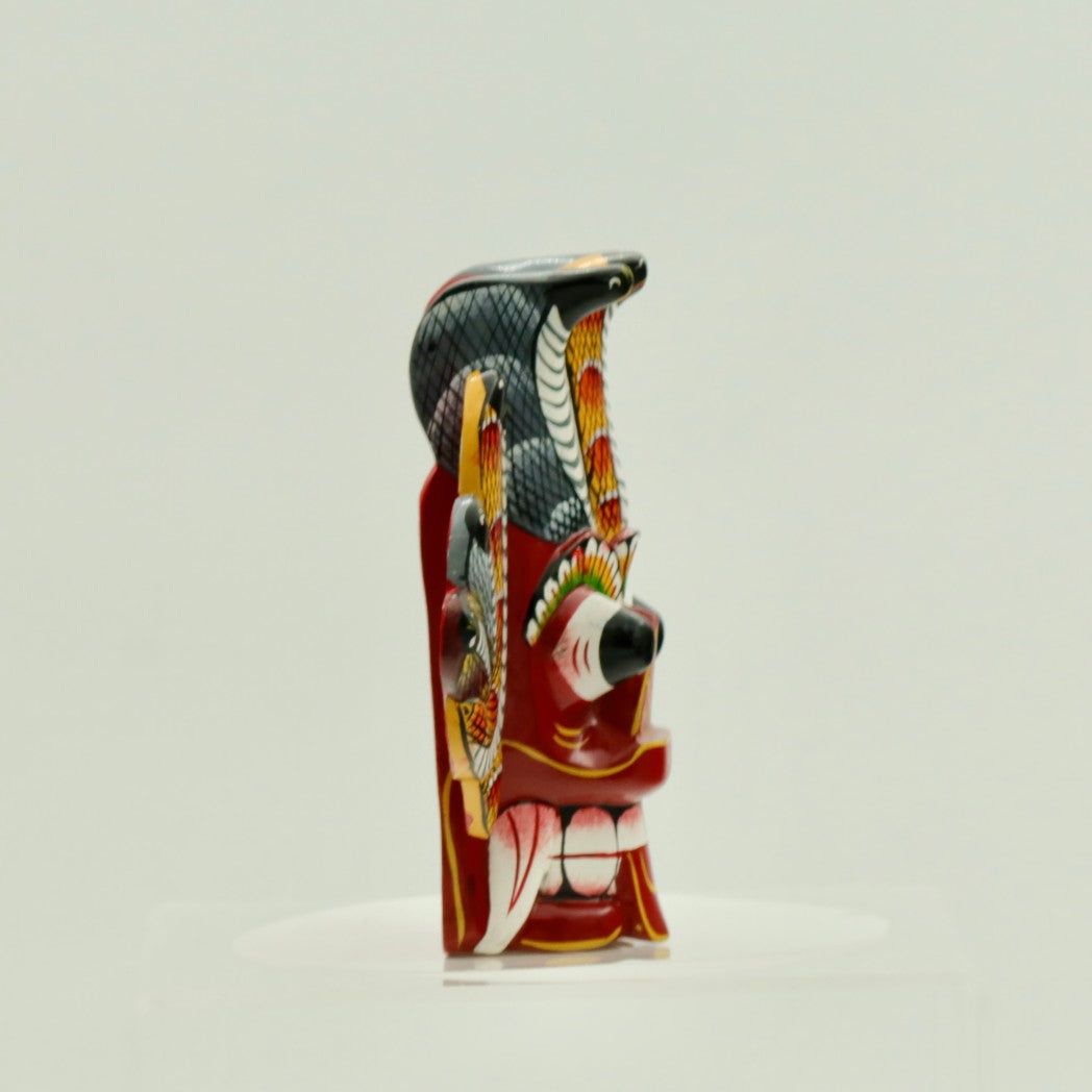 Handcrafted Sri Lankan Naga Raksha Wooden Mask (Small) – Cobra Serpent Demon Wall Decor