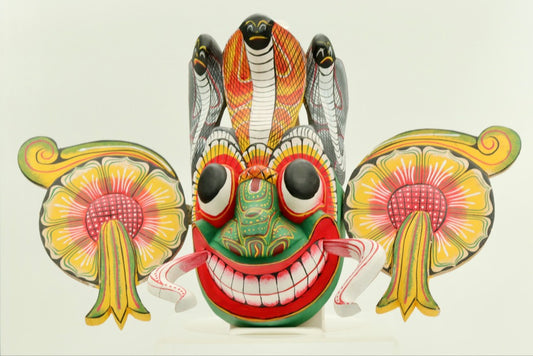 Handcrafted Sri Lankan Gara Raksha Wooden Mask – Traditional Protective Demon Wall Mask