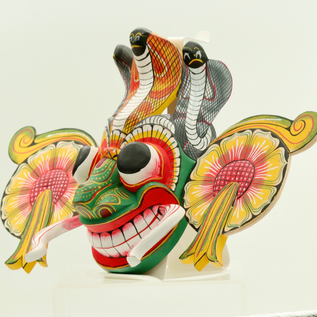 Handcrafted Sri Lankan Gara Raksha Wooden Mask – Traditional Protective Demon Wall Mask