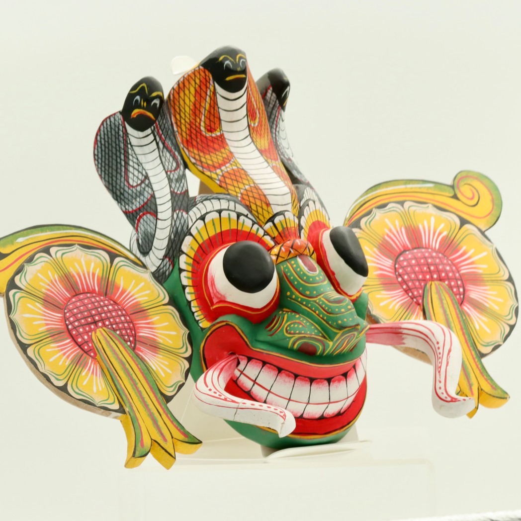 Handcrafted Sri Lankan Gara Raksha Wooden Mask – Traditional Protective Demon Wall Mask