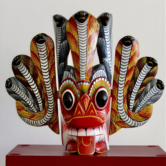 Hand Carved Naga Raksha Mask – Traditional Sri Lankan Cobra Guardian Mask
