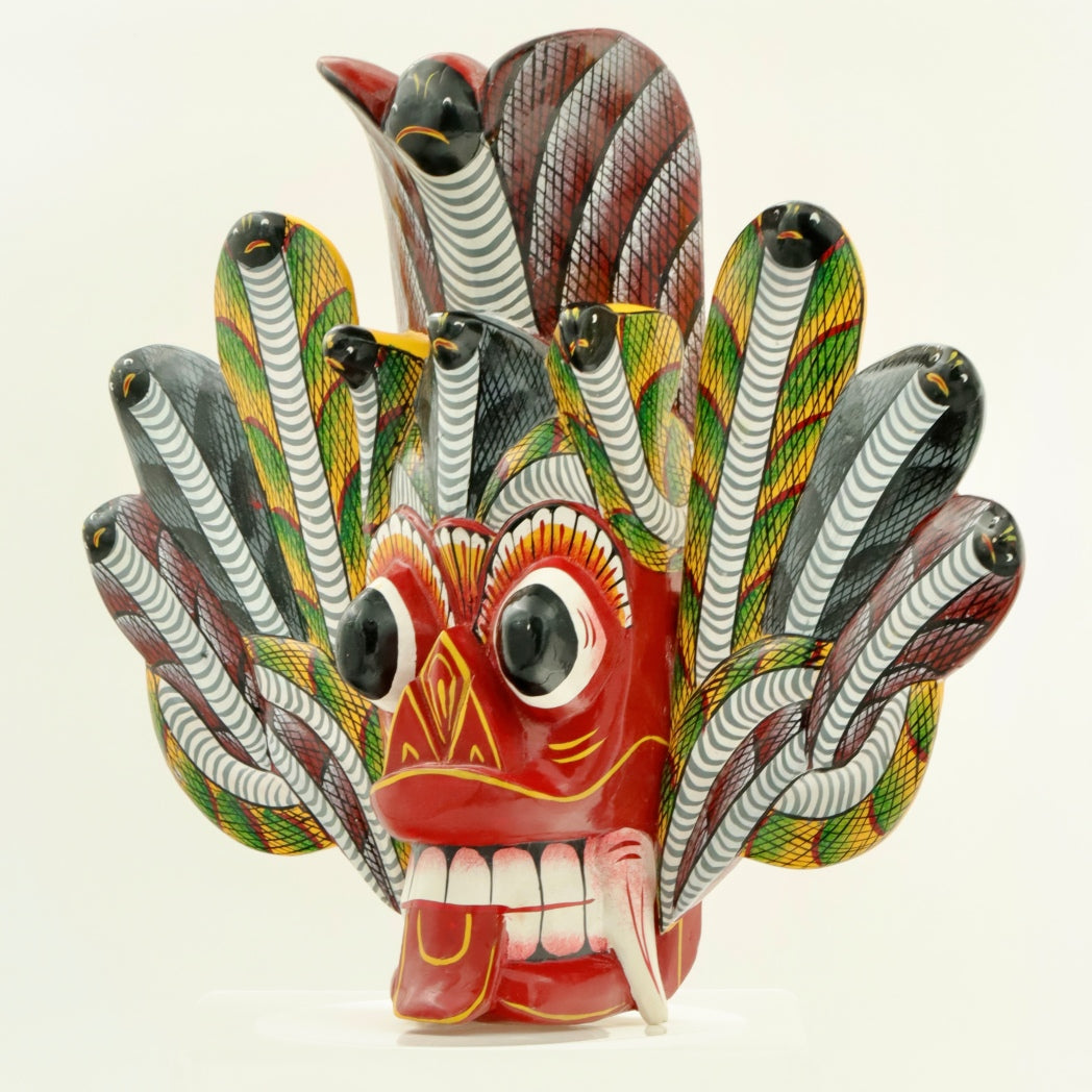 Handcrafted Sri Lankan Naga Raksha Cobra Mask – Traditional Serpent Demon Wooden Wall Mask